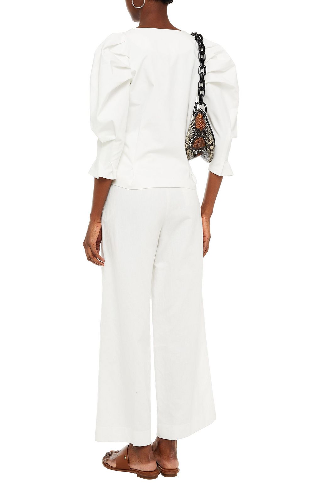 PIECE OF WHITE Gathered twill top