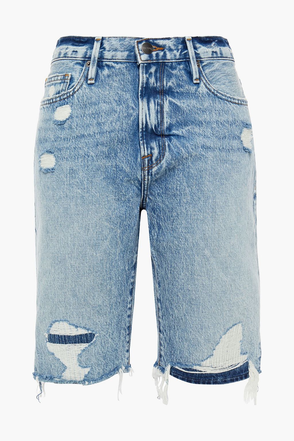 microscoop Toestemming Onbepaald FRAME Le Beau Bermuda distressed denim shorts | Sale up to 70% off | THE  OUTNET