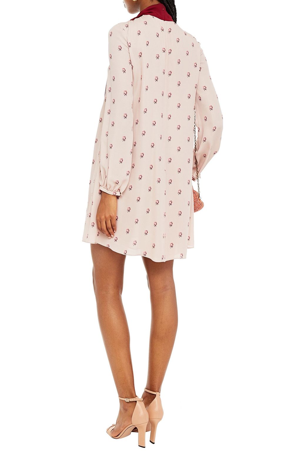 VALENTINO GARAVANI Tie-neck floral-print silk crepe de chine mini dress
