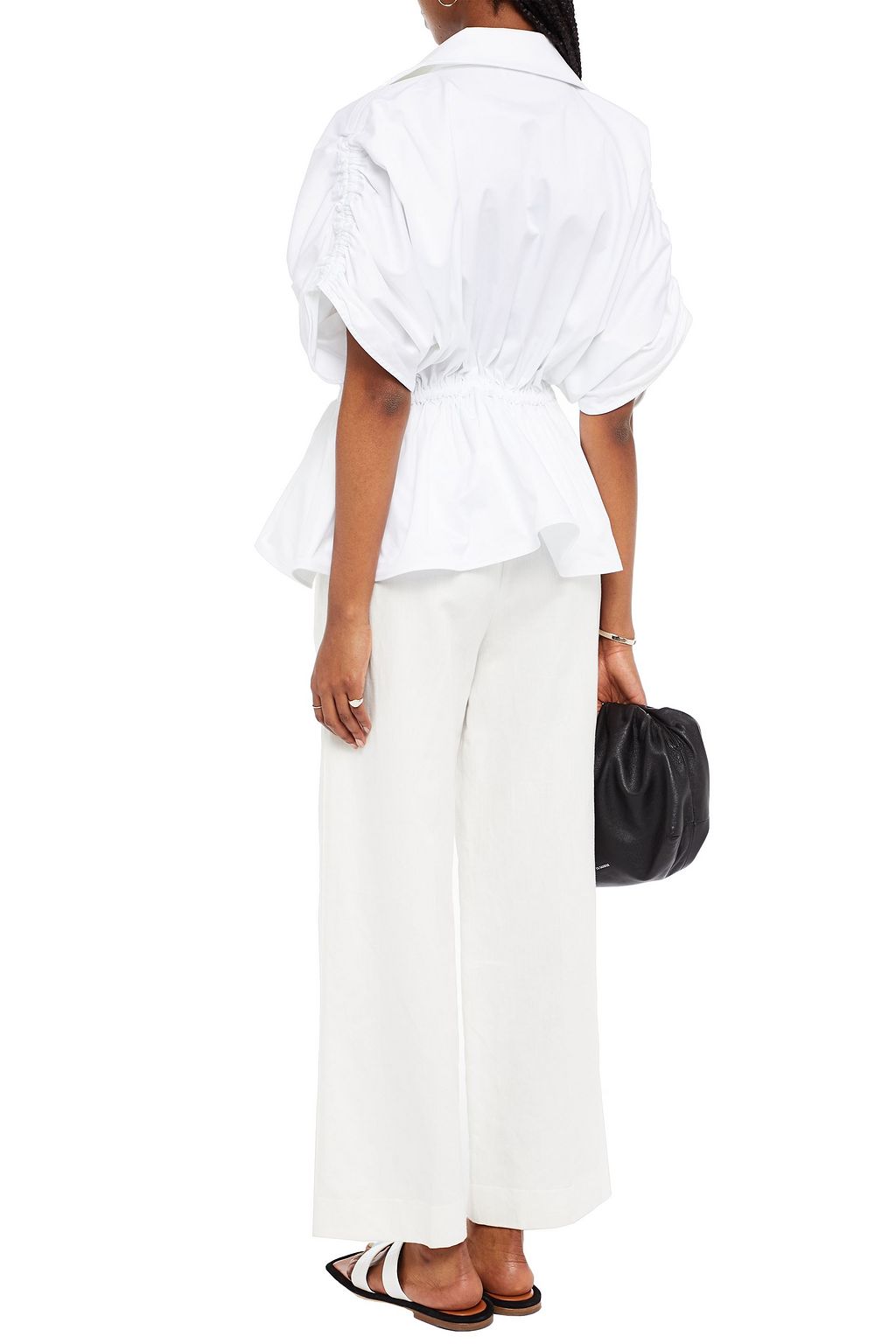 PIECE OF WHITE Stretch-cotton sateen top