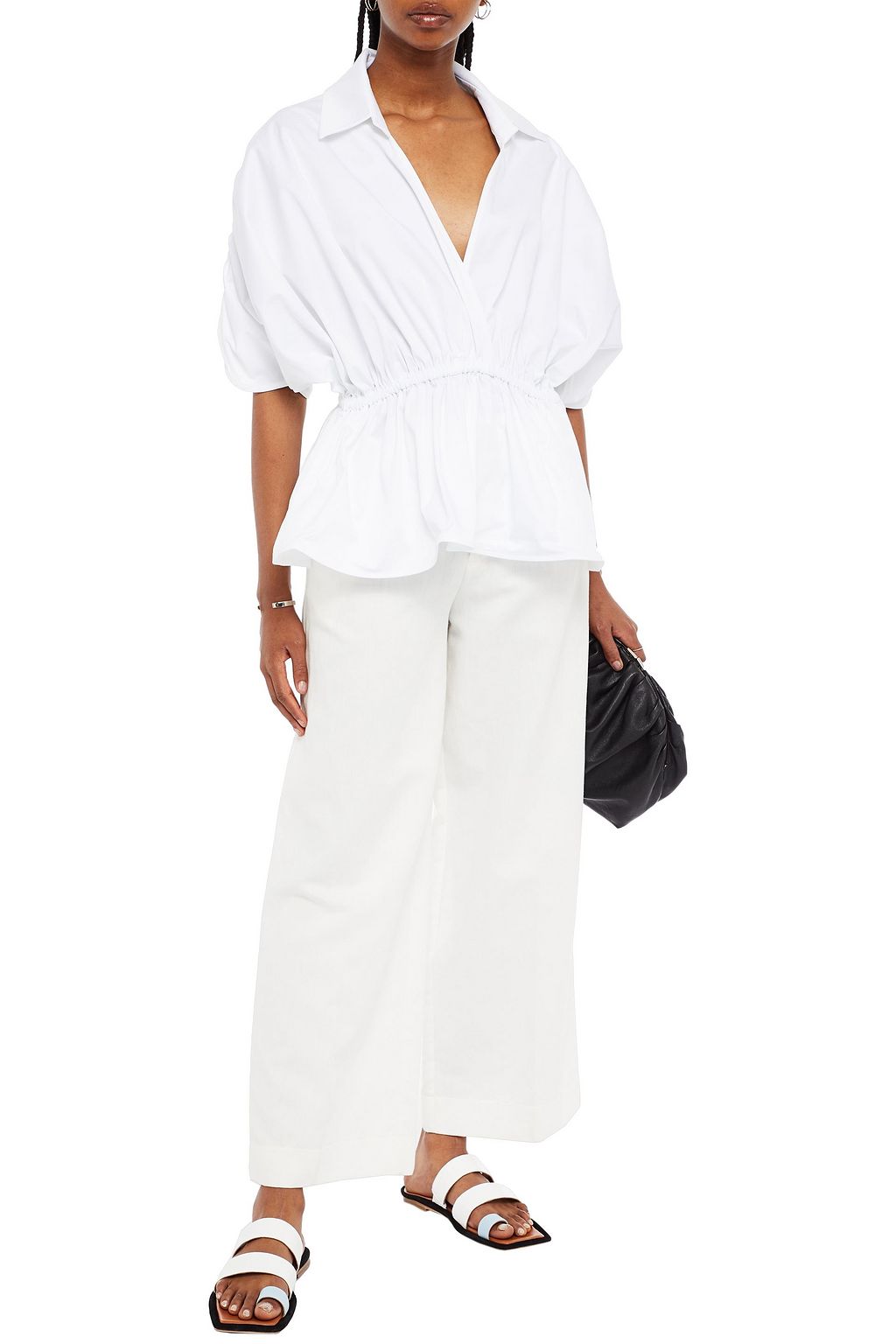 PIECE OF WHITE Stretch-cotton sateen top
