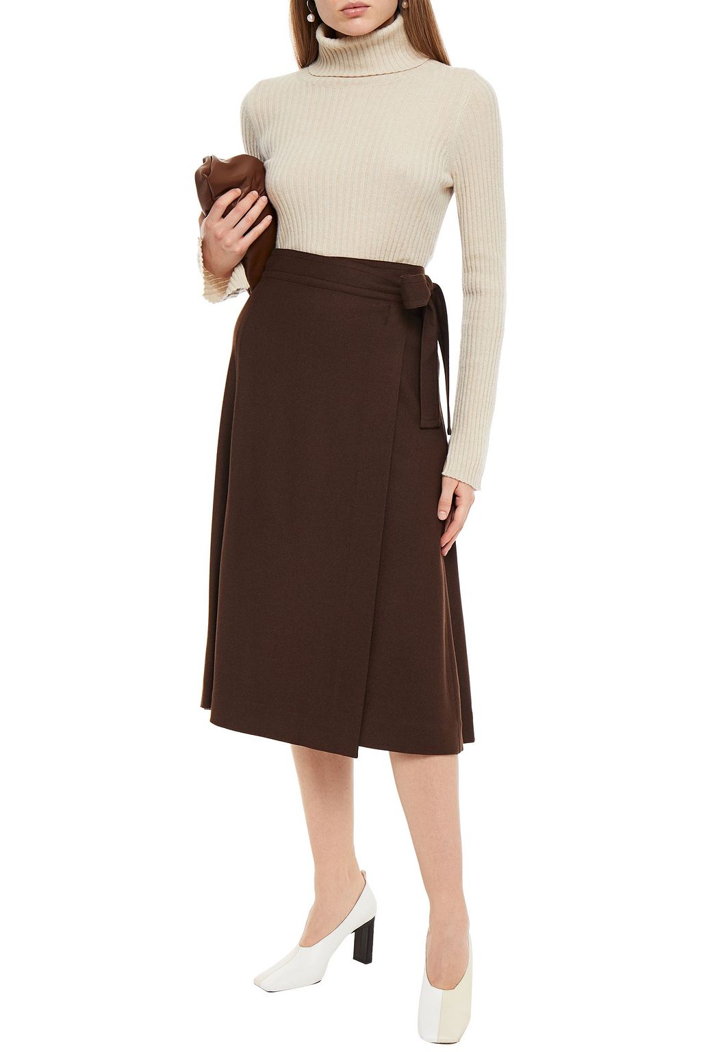 VINCE. Woven midi wrap skirt