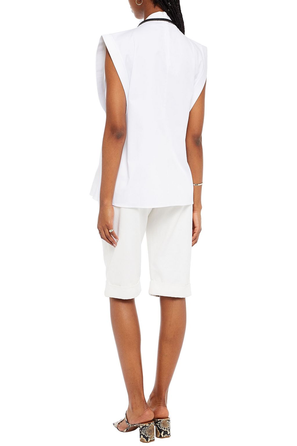 PIECE OF WHITE Stretch-cotton poplin top