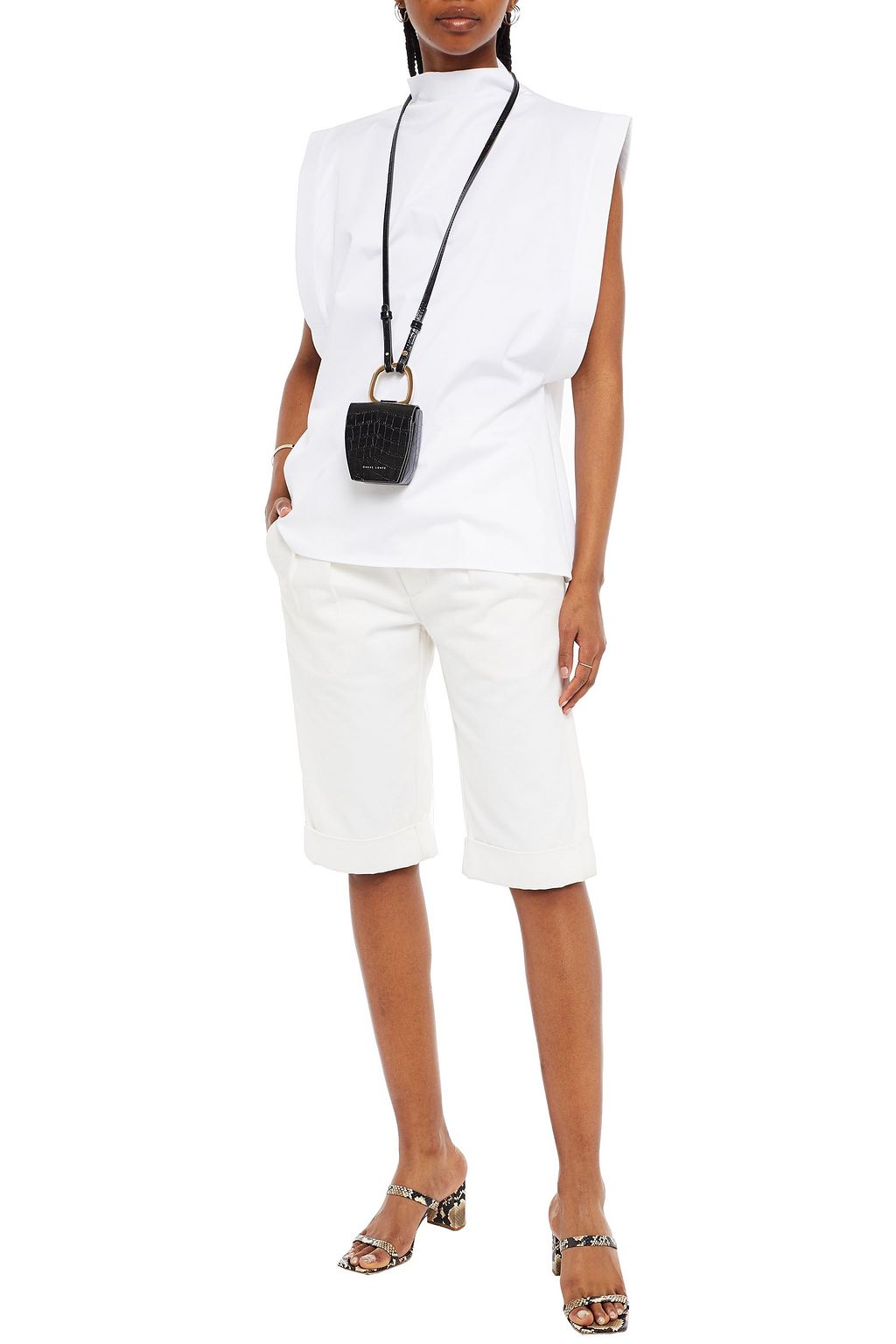 PIECE OF WHITE Stretch-cotton poplin top