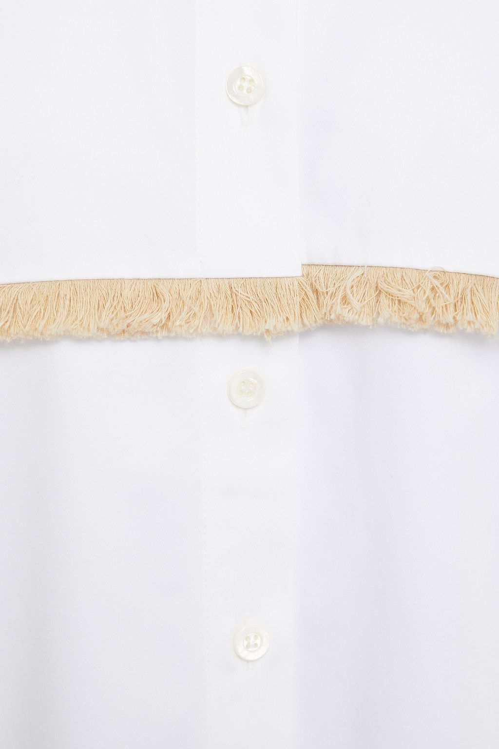 PIECE OF WHITE Frayed stretch-cotton poplin shirt