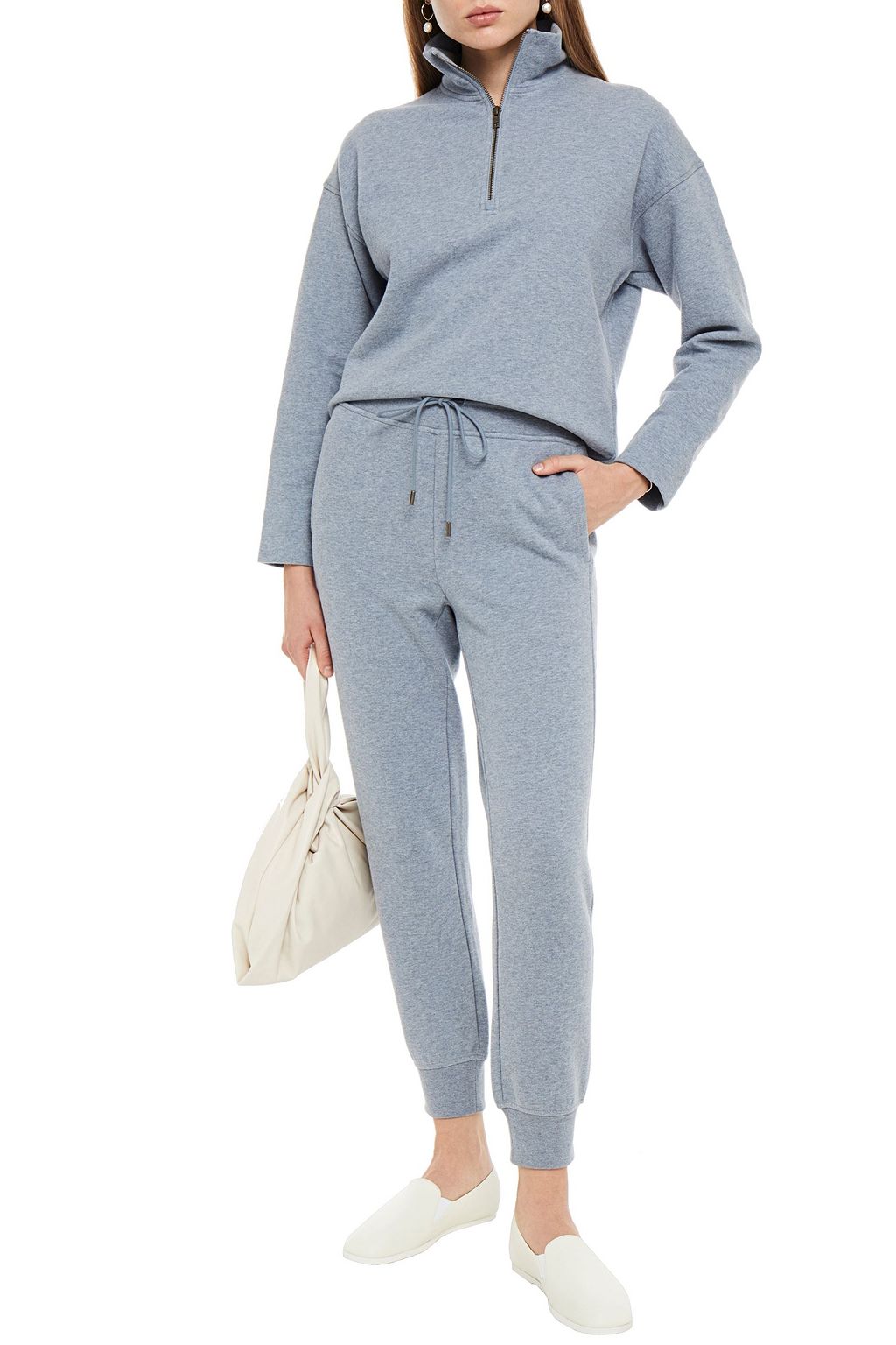 VINCE. Mélange cotton-blend fleece sweatshirt