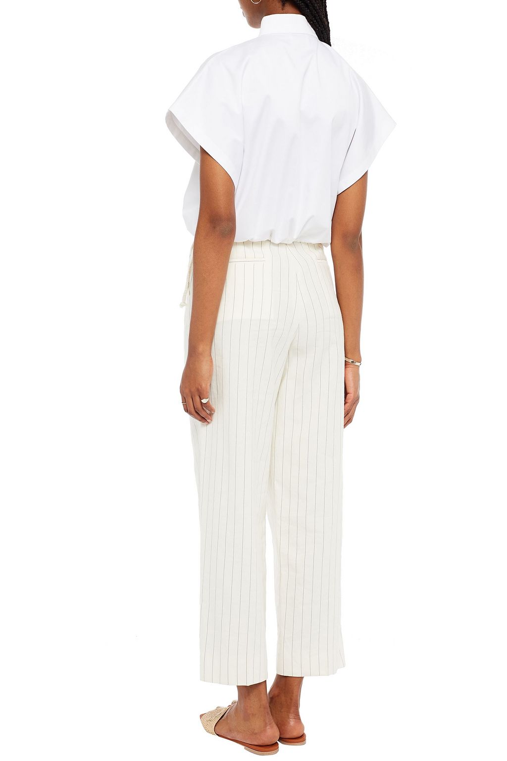 PIECE OF WHITE Cropped stretch-cotton poplin shirt