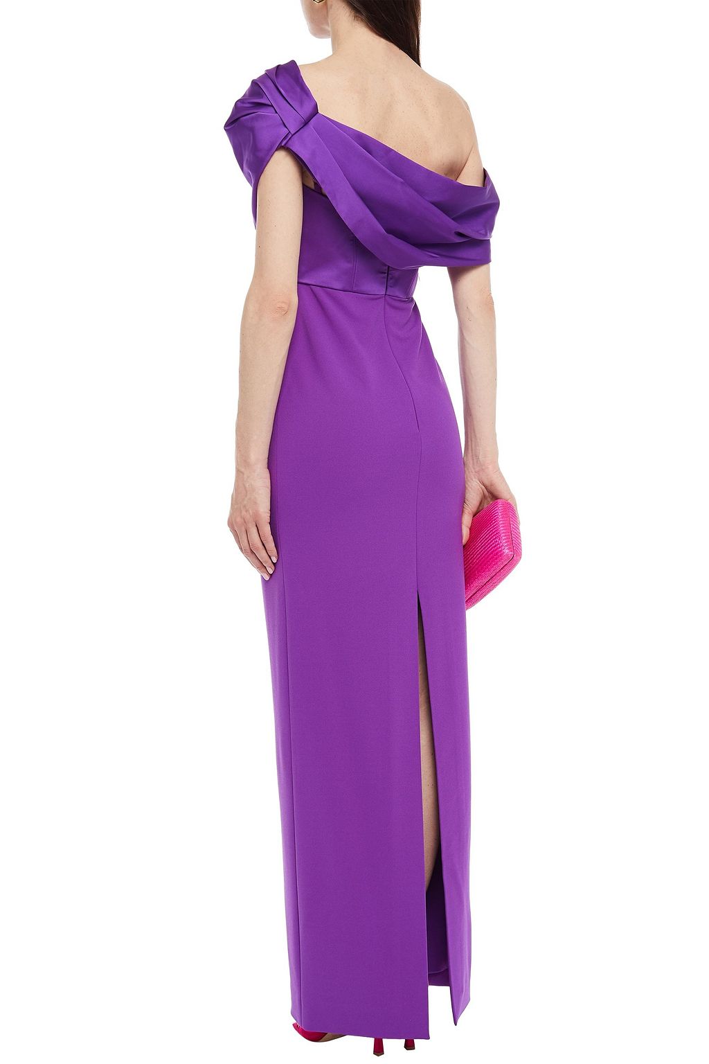 SOLACE LONDON Kara crepe-paneled draped satin gown