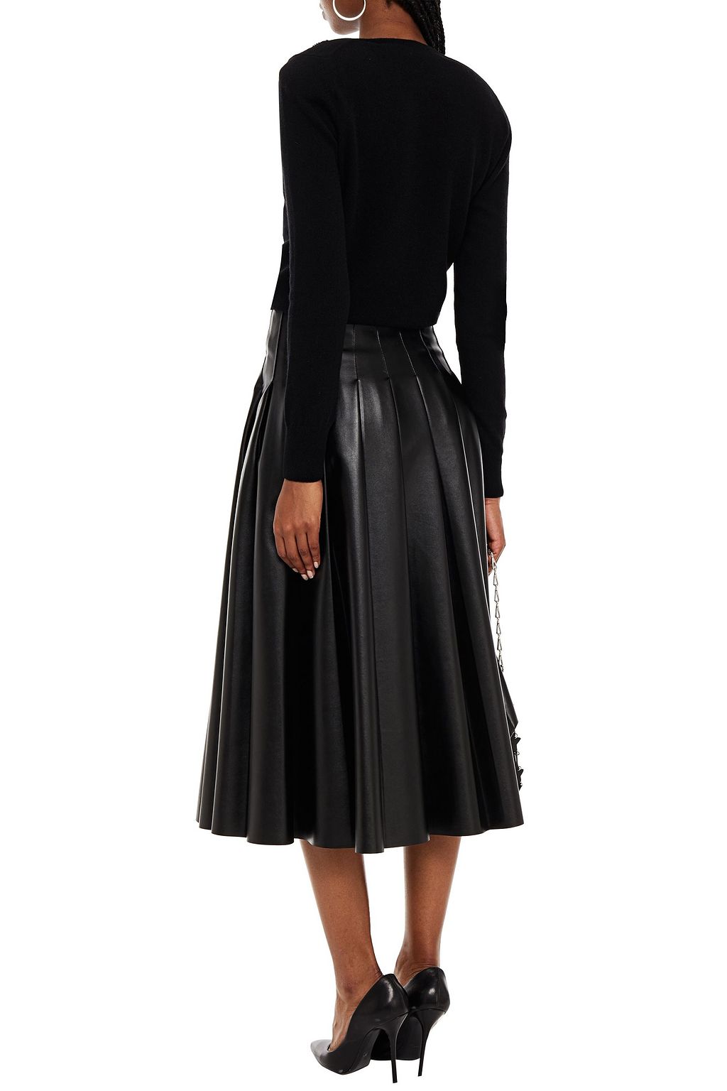 DUNDAS Cropped embellished cashmere and wool-blend sweater