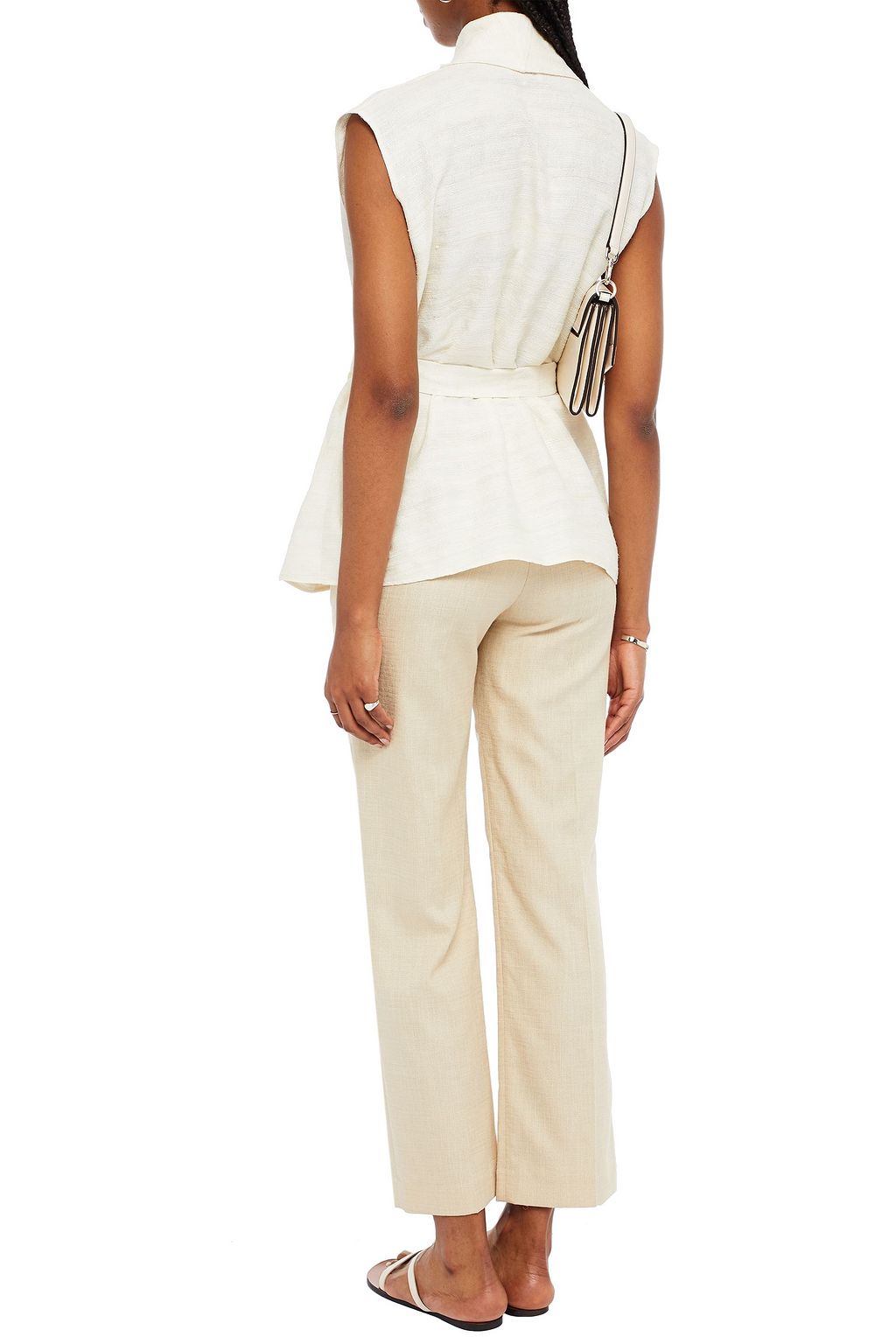 PIECE OF WHITE Slub silk wrap top
