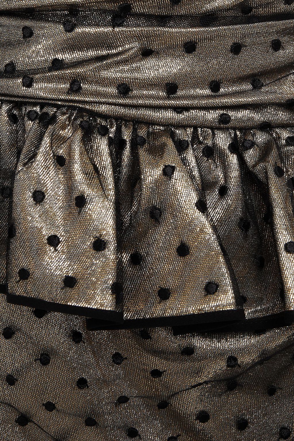 DUNDAS Strapless ruffled silk-blend Swiss-dot lamé mini dress