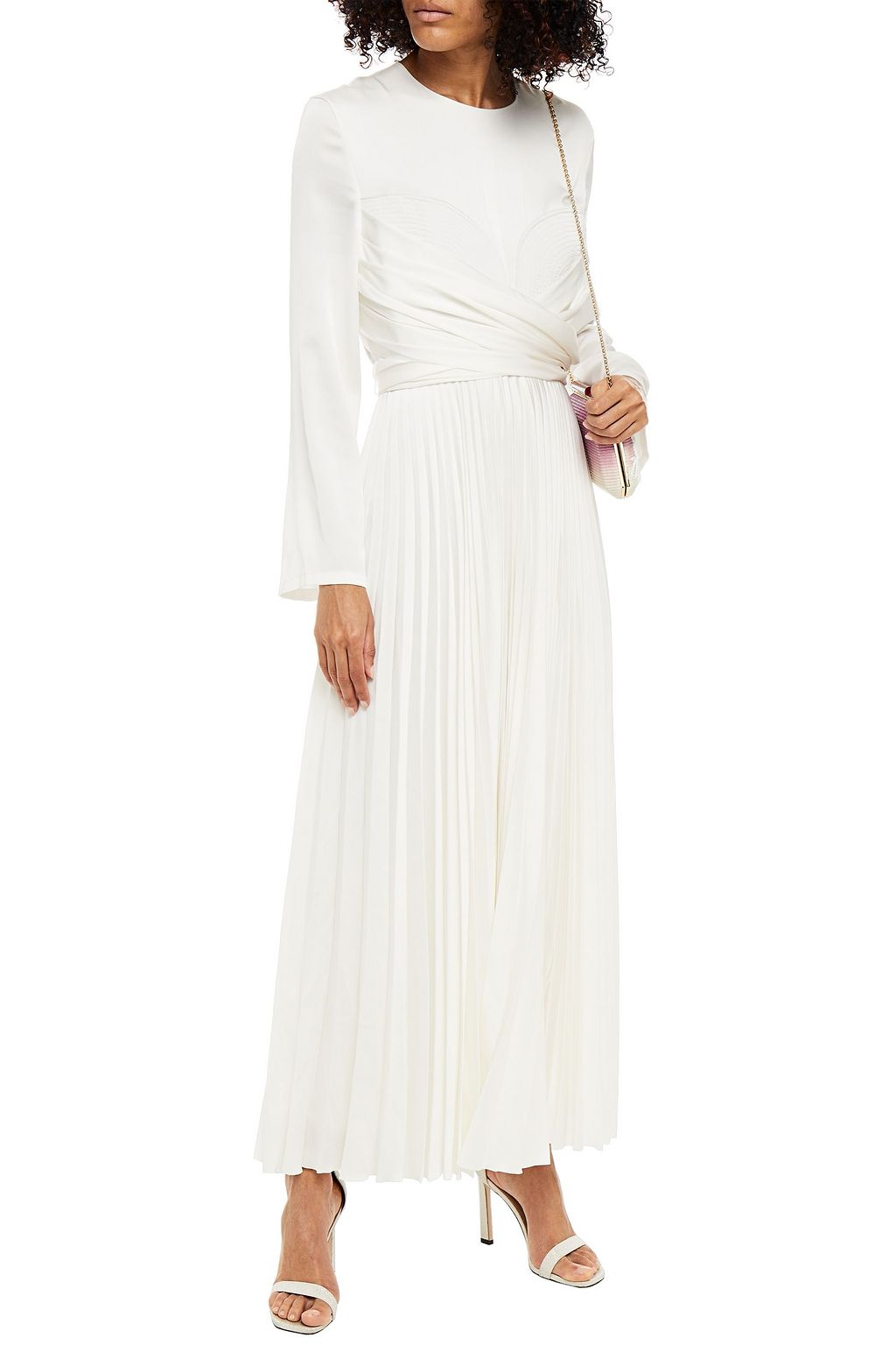 SOLACE LONDON Tibby pleated satin-crepe maxi dress