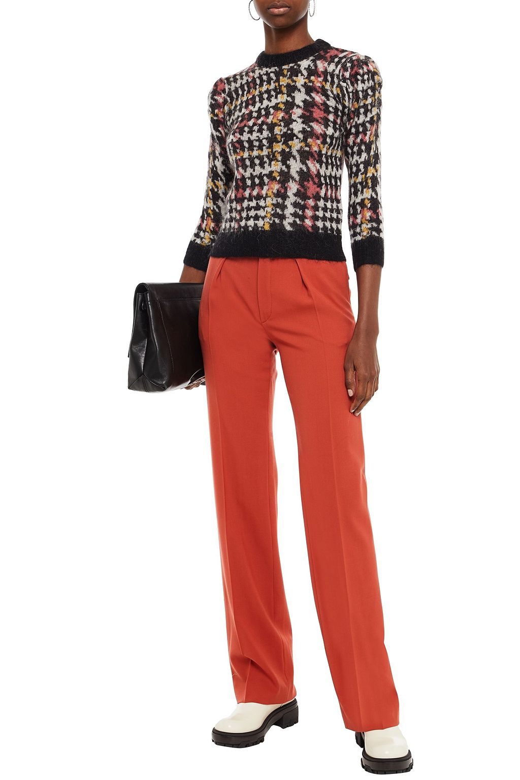 GESTUZ Houndstooth jacquard-knit sweater