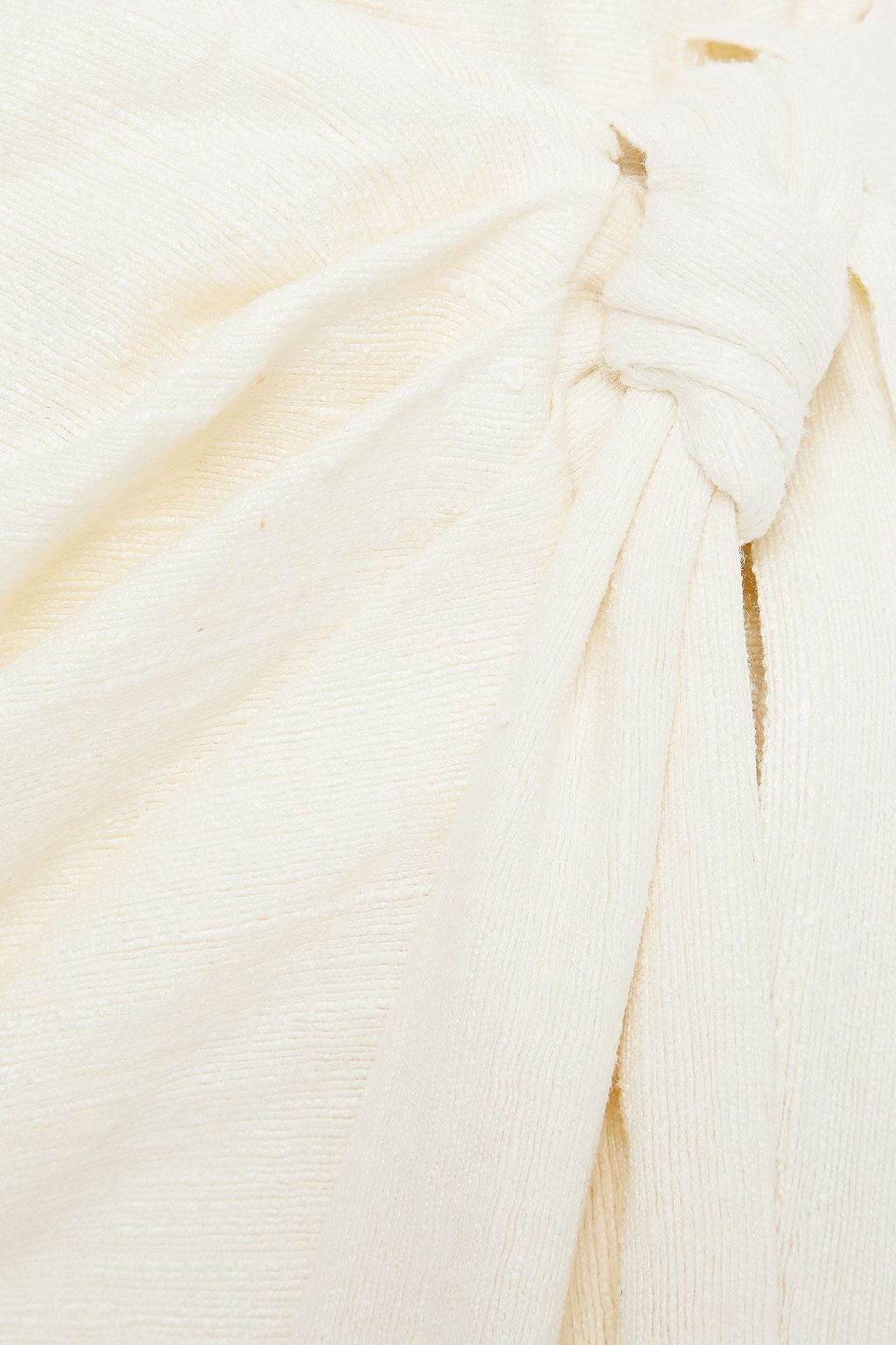 PIECE OF WHITE Draped slub silk midi wrap skirt
