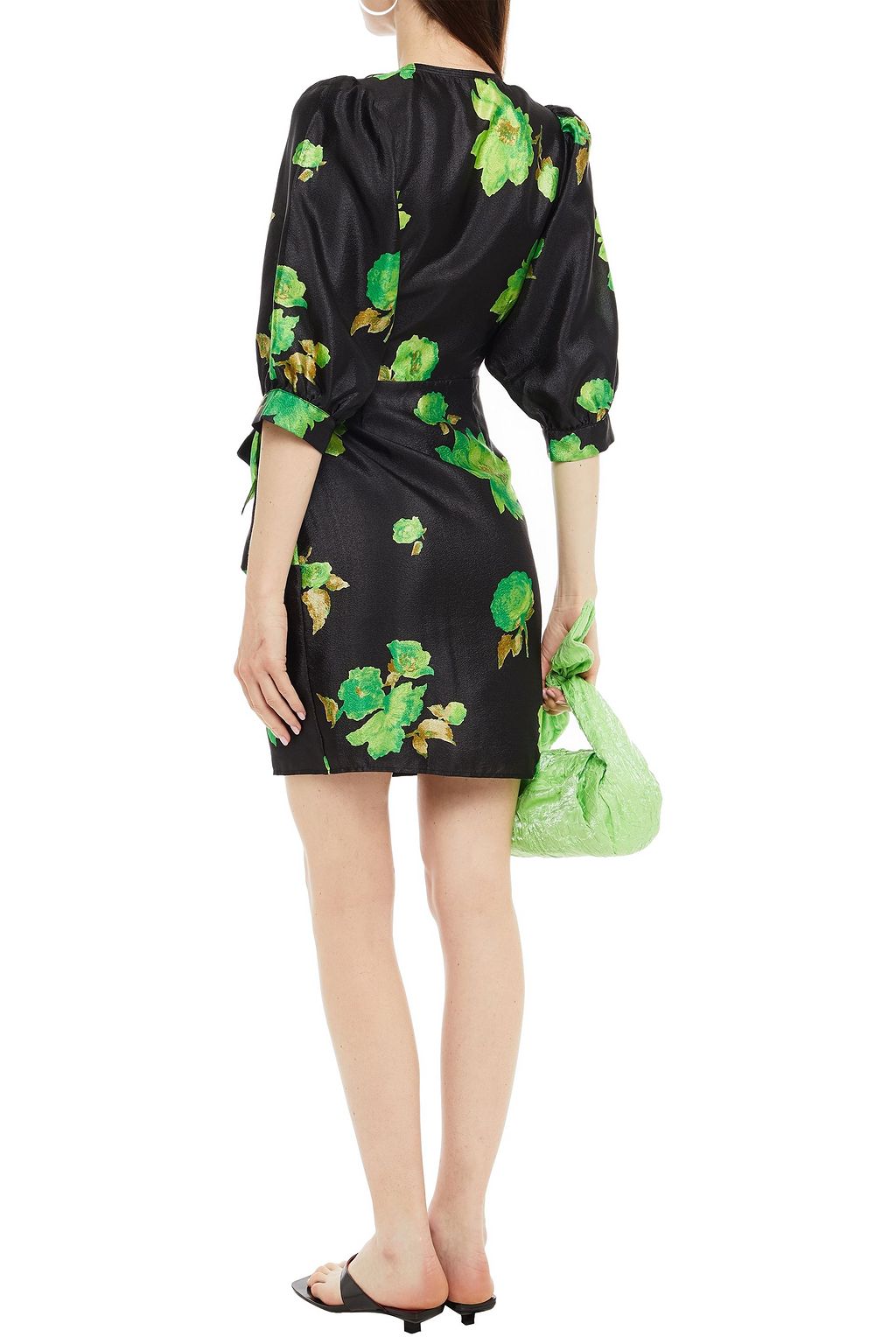 SAMSØE Φ SAMSØE Gathered floral-print satin mini wrap dress