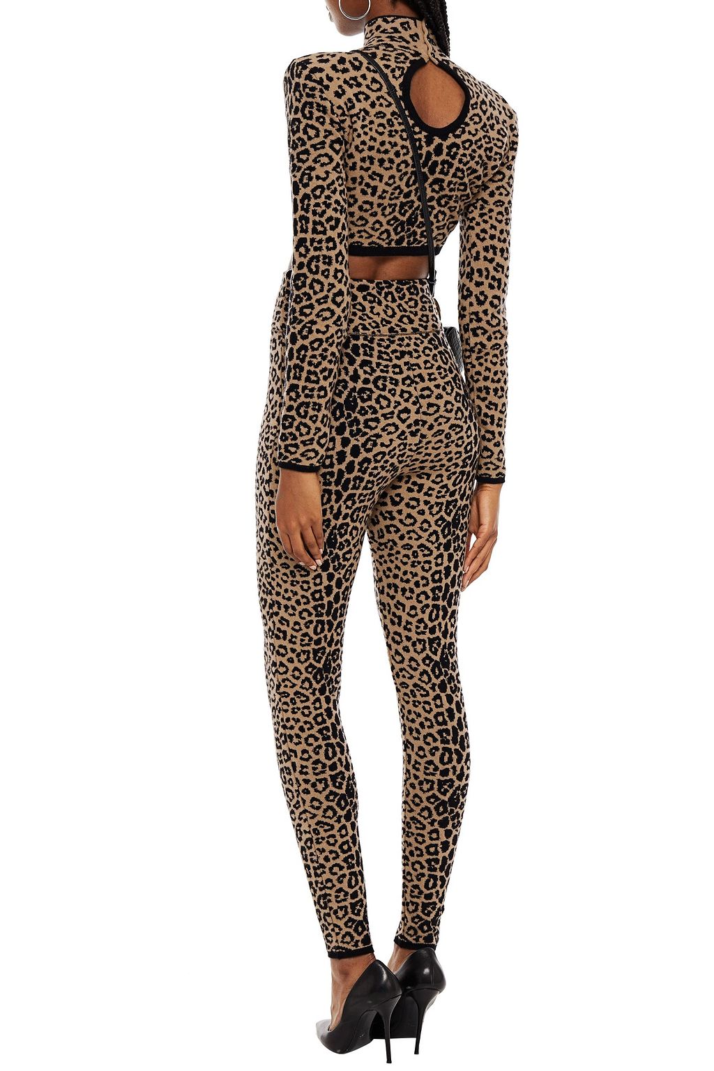 DUNDAS Cropped jacquard-knit wool and cashmere-blend turtleneck top