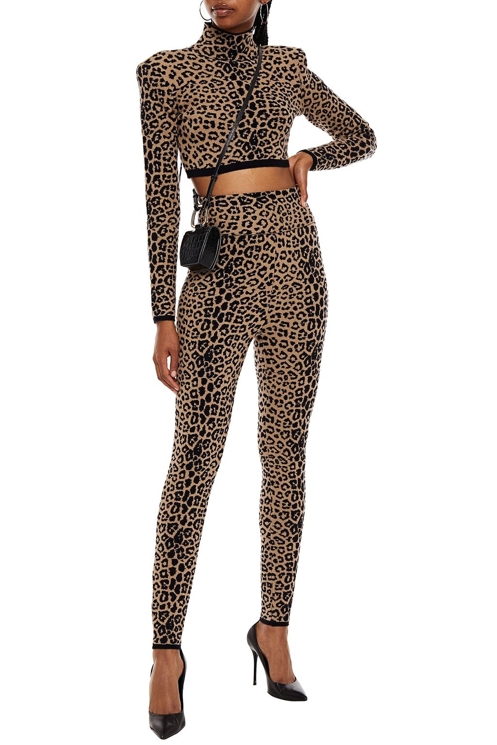 DUNDAS Cropped jacquard-knit wool and cashmere-blend turtleneck top