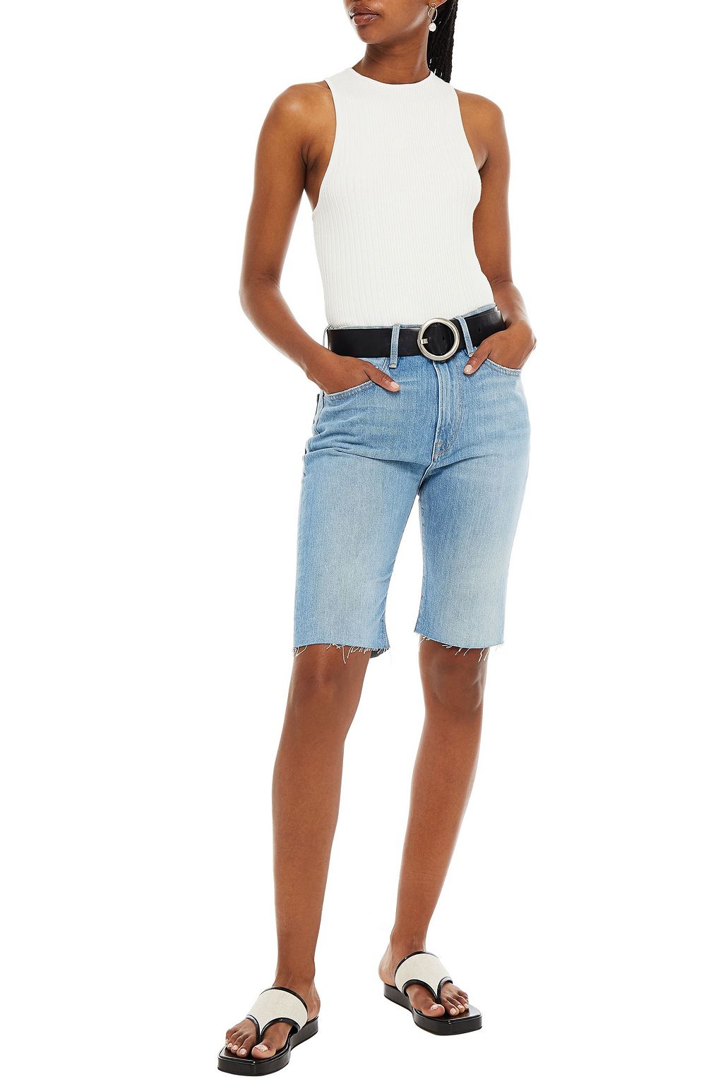 FRAME Ribbed-knit top