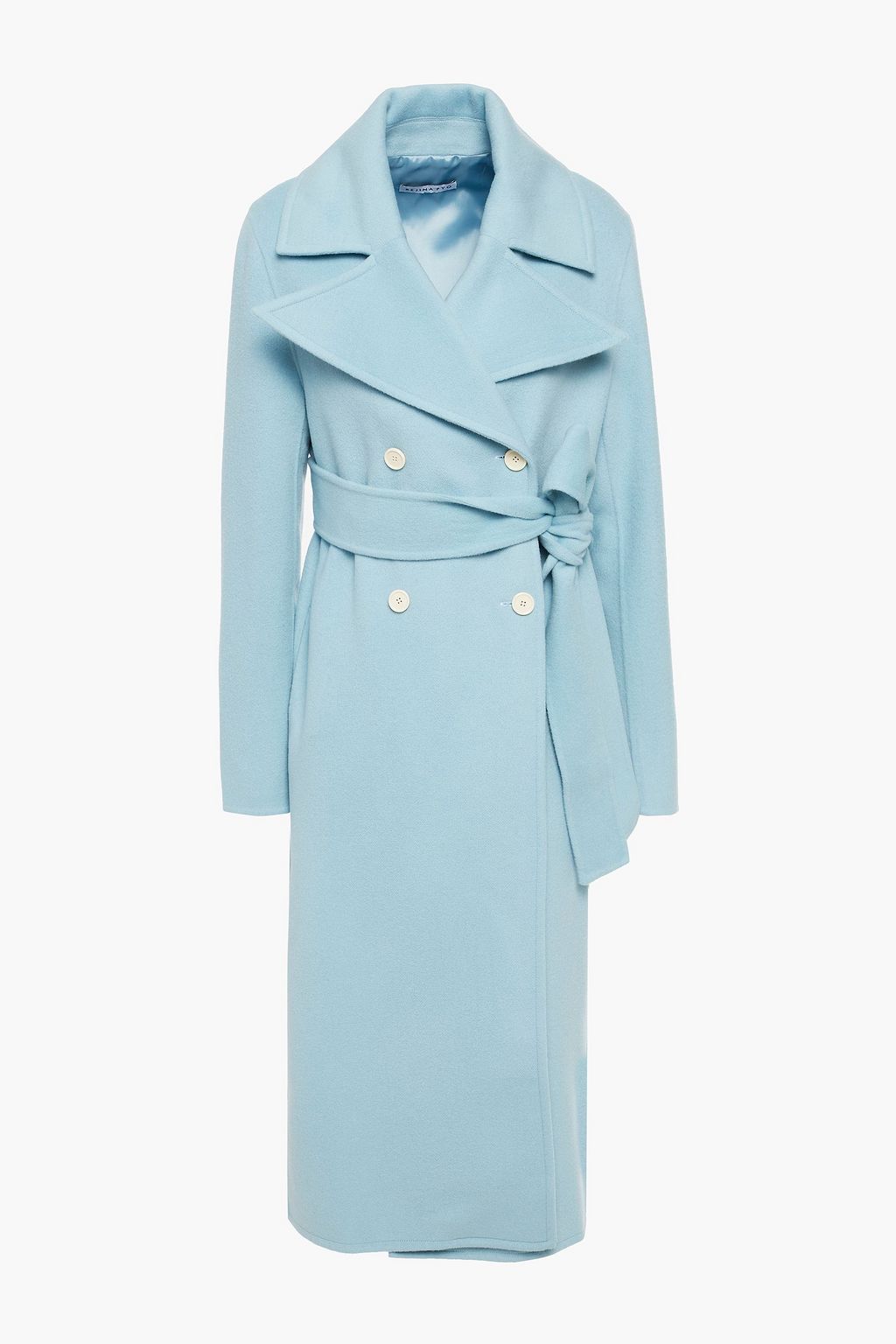 Light blue Simone button-detailed wool-blend felt coat | Sale up to 70% ...