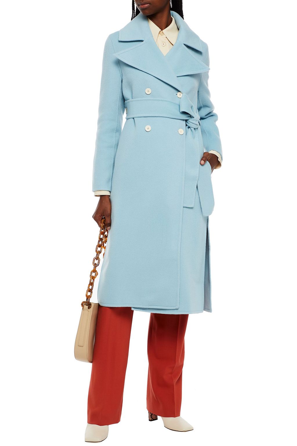 REJINA PYO Simone button-detailed wool-blend felt coat