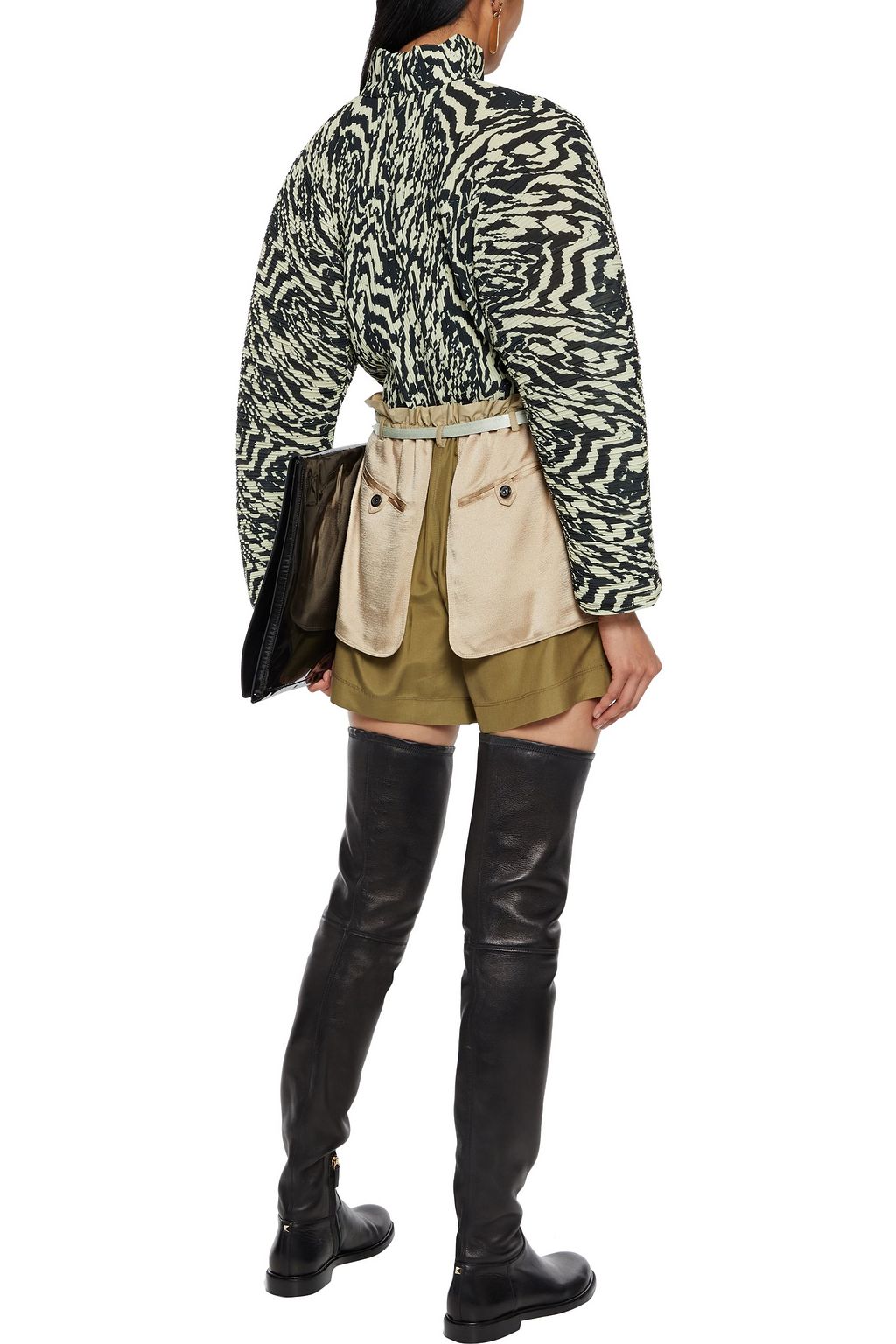 VALENTINO GARAVANI Layered crepe-satin and woven shorts