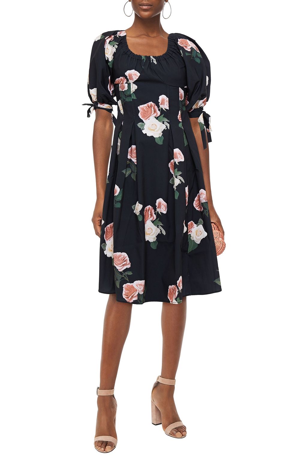 REJINA PYO Pleated floral-print crepe midi dress
