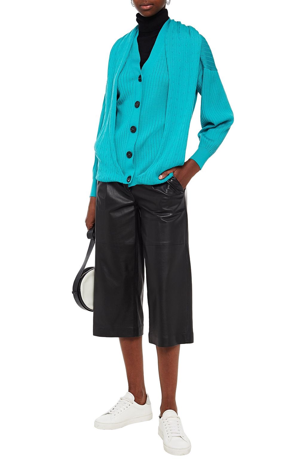 MSGM Draped cable-knit wool-blend cardigan