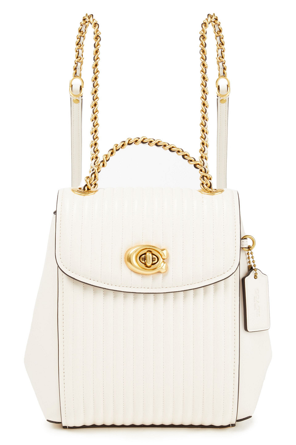 Coach Woman Convertible Quilted Leather Backpack Cream Size --