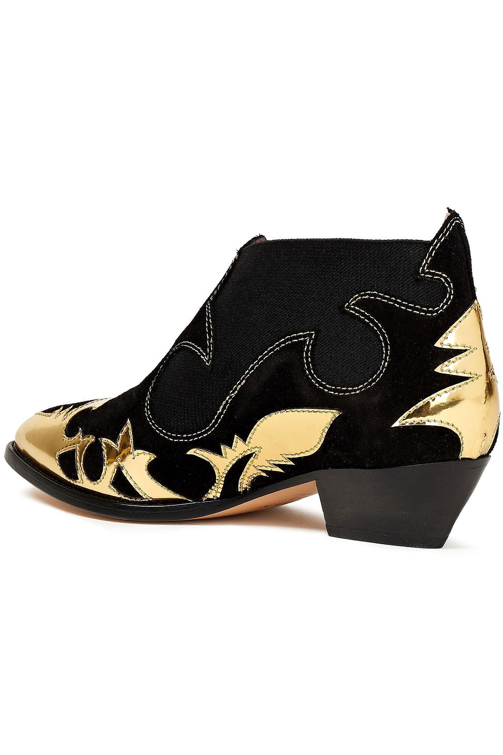 MSGM Metallic patent-leather and suede ankle boots