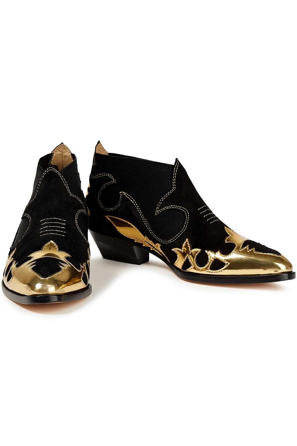 MSGM Metallic patent-leather and suede ankle boots