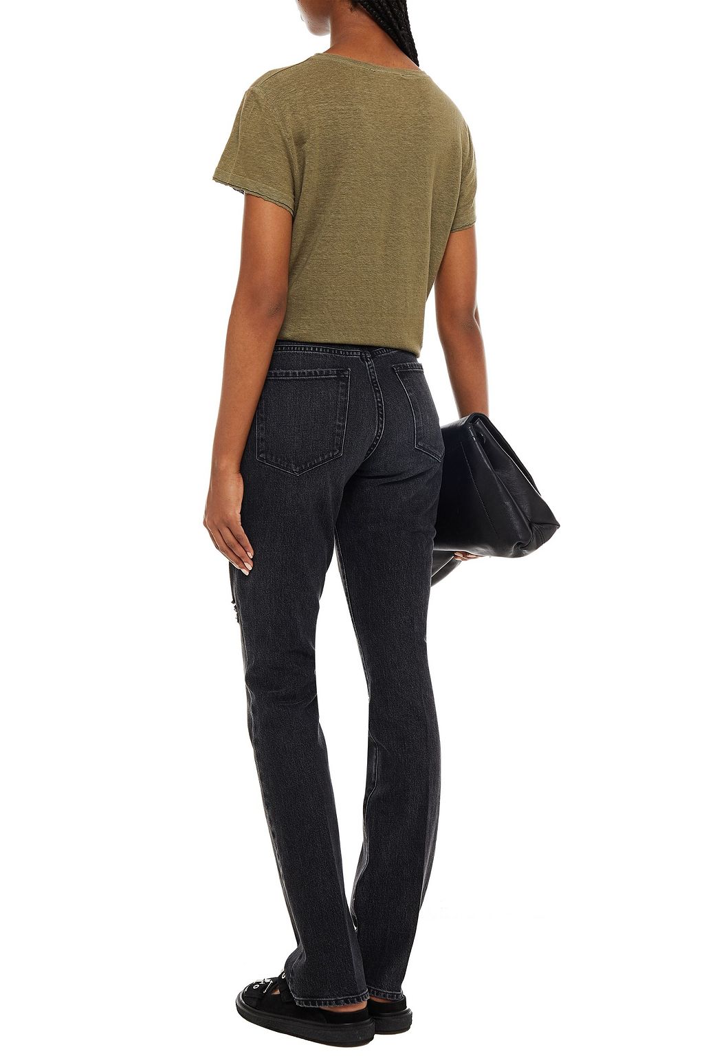 FRAME Le Mini Boot distressed high-rise bootcut jeans