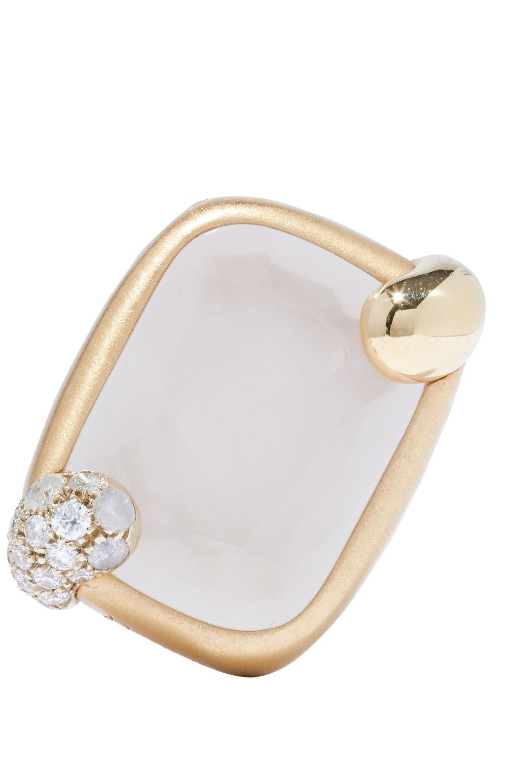 POMELLATO Ritratto 18-karat gold, quartz and diamond clip earrings
