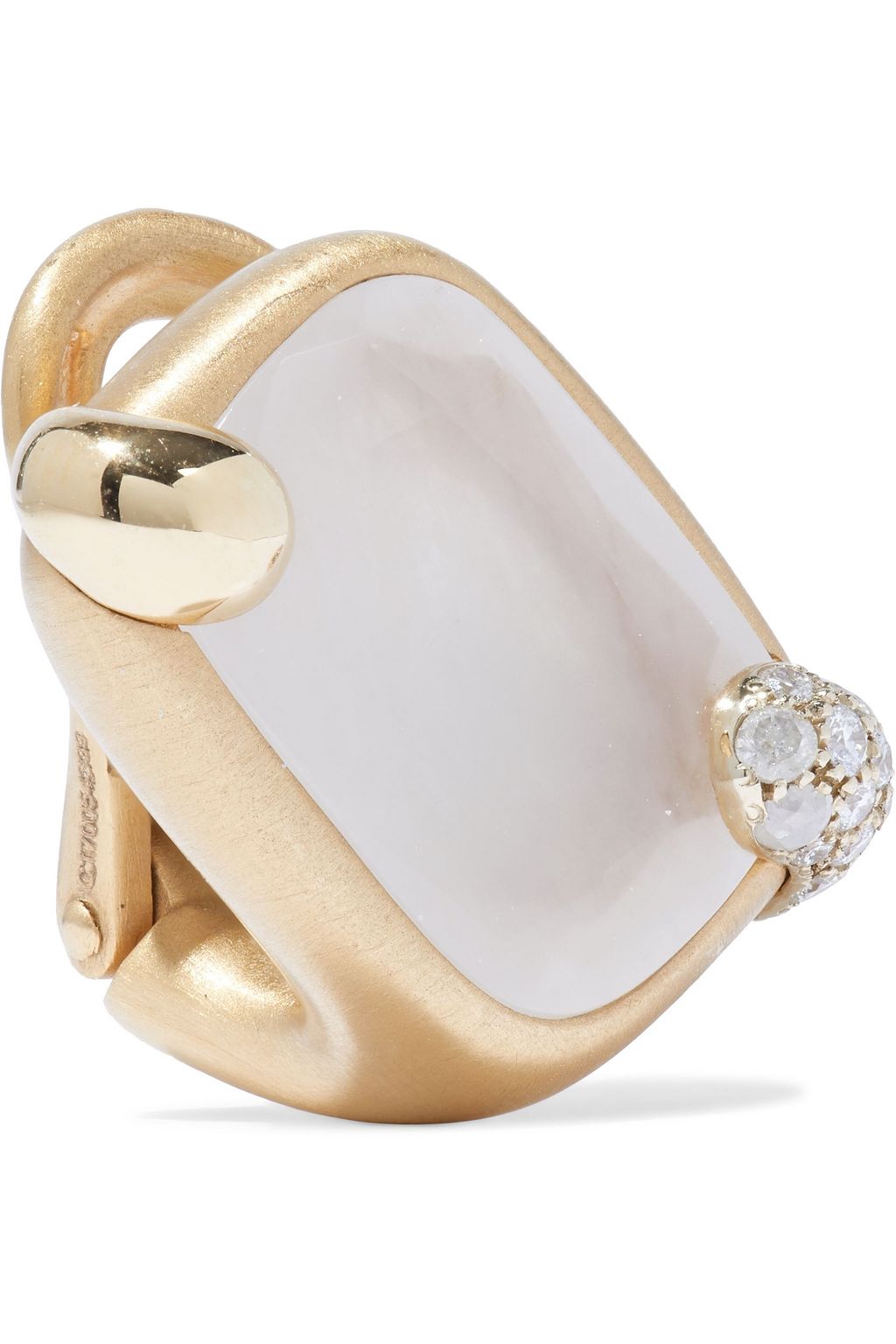 POMELLATO Ritratto 18-karat gold, quartz and diamond clip earrings
