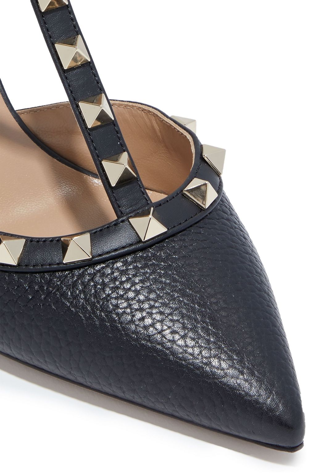 VALENTINO GARAVANI Rockstud pebbled-leather pumps