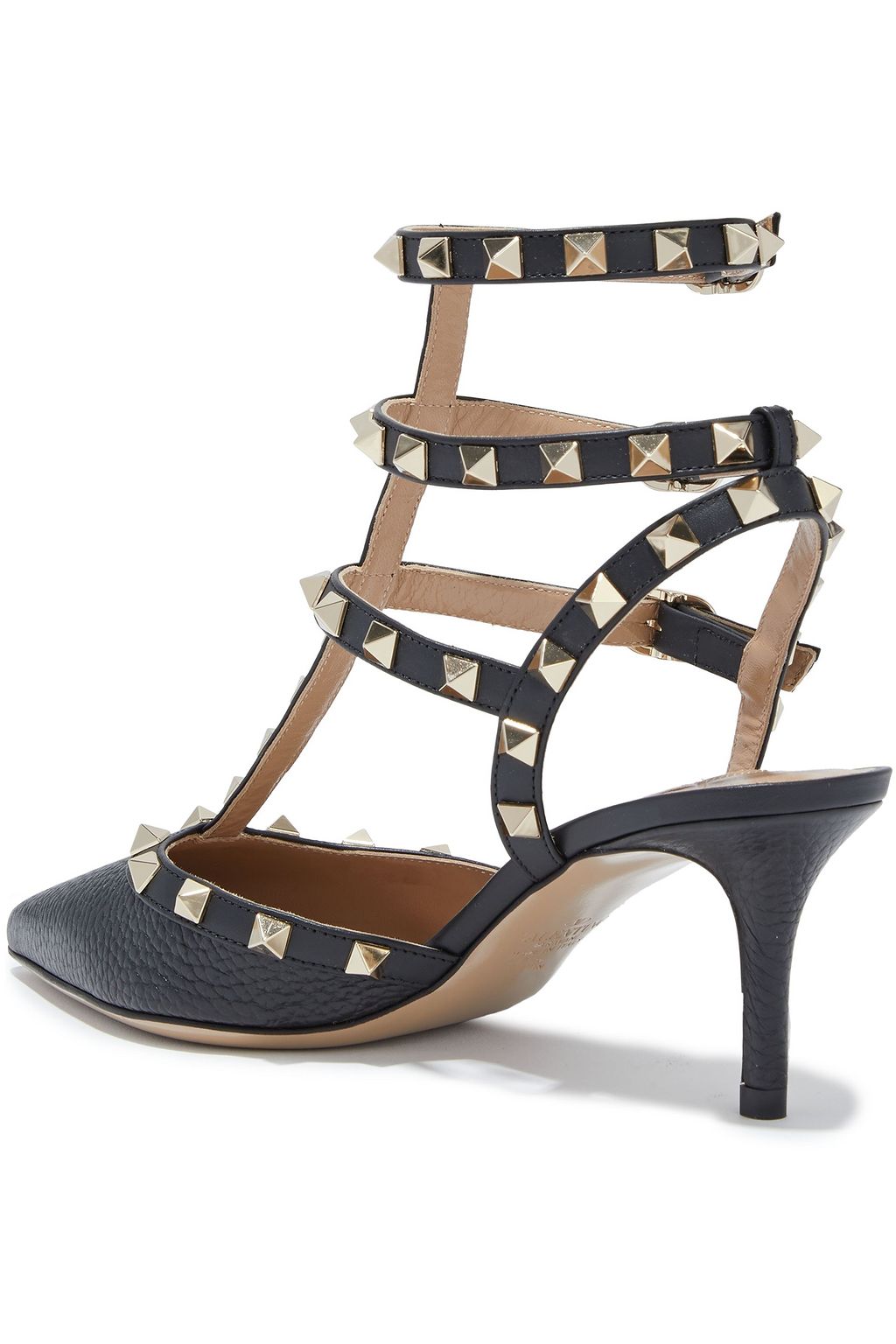 VALENTINO GARAVANI Rockstud pebbled-leather pumps
