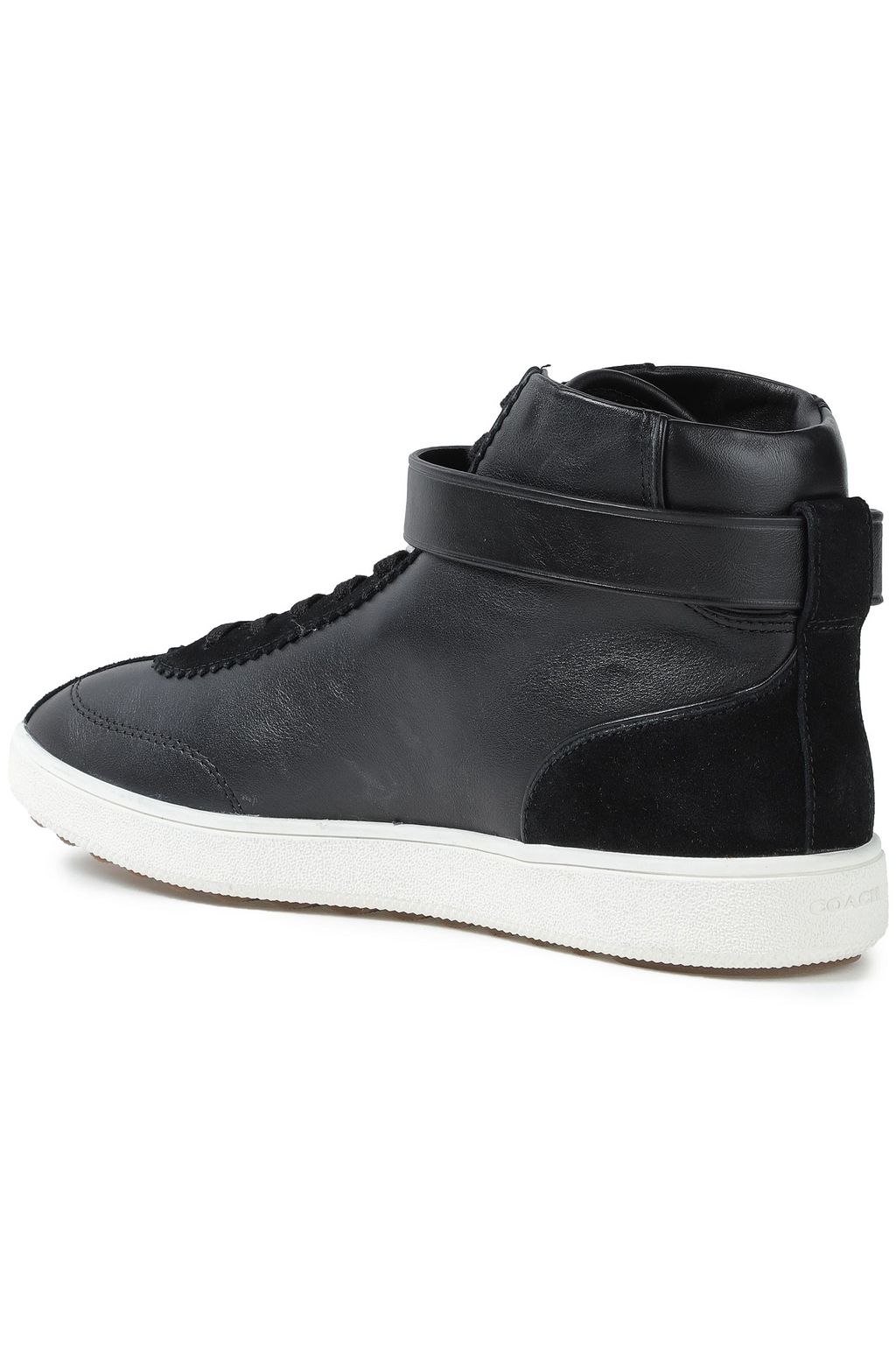 COACH Suede-trimmed leather high-top sneakers
