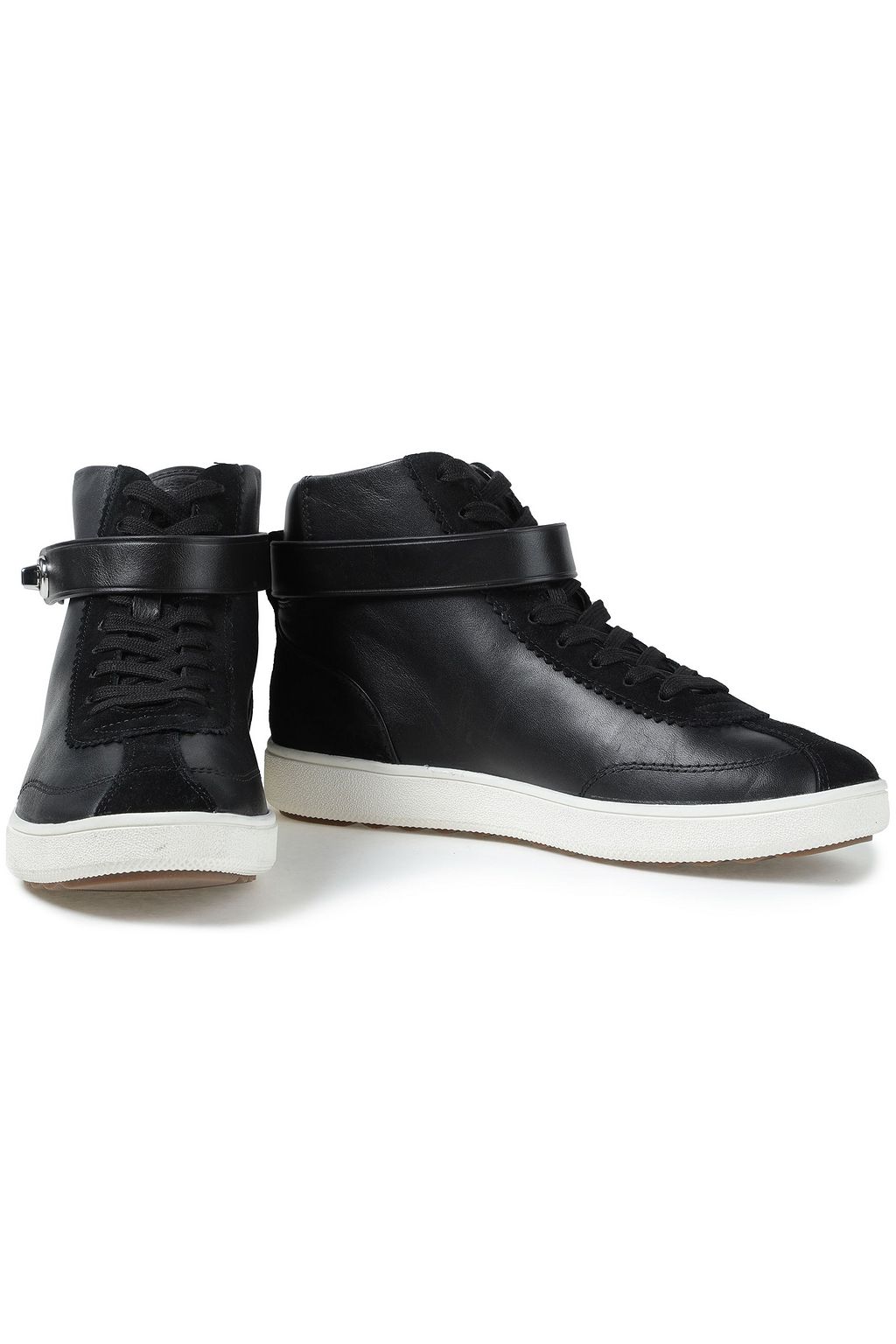 COACH Suede-trimmed leather high-top sneakers