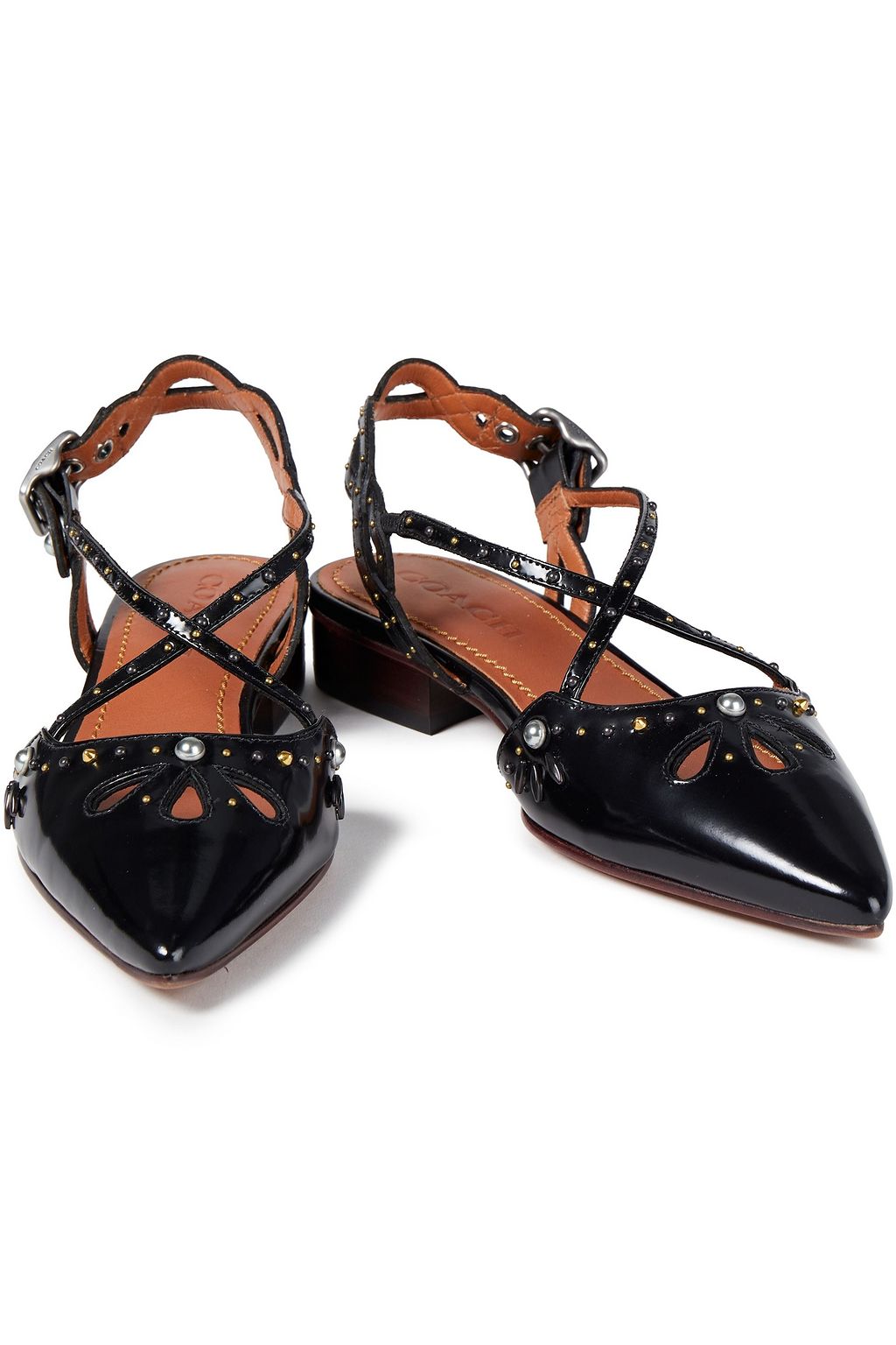 pointed toe embellished flats