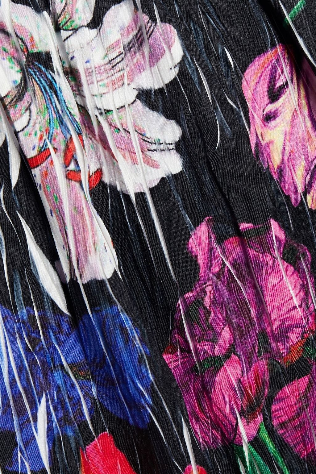 MSGM Gathered floral-print crinkled-twill mini skirt