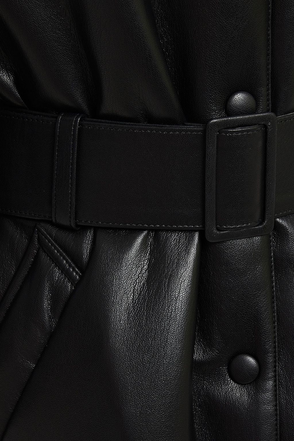 MSGM Belted faux stretch-leather coat