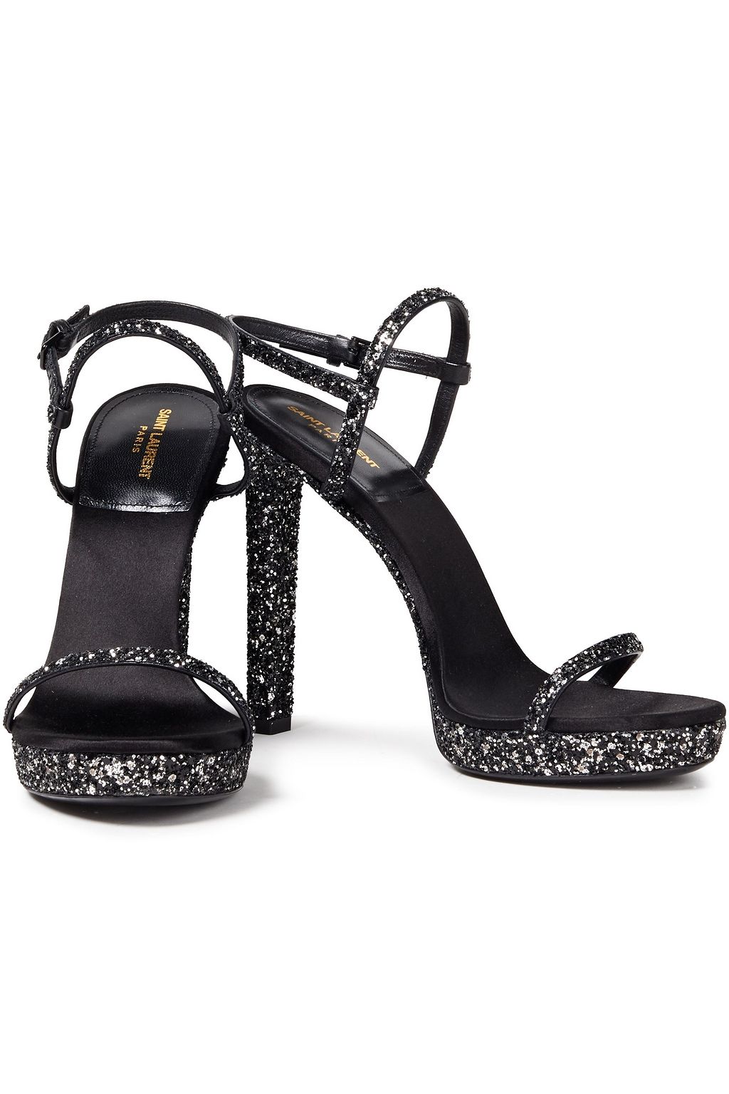 SAINT LAURENT Sandalen aus Leder mit Glitter-Finish