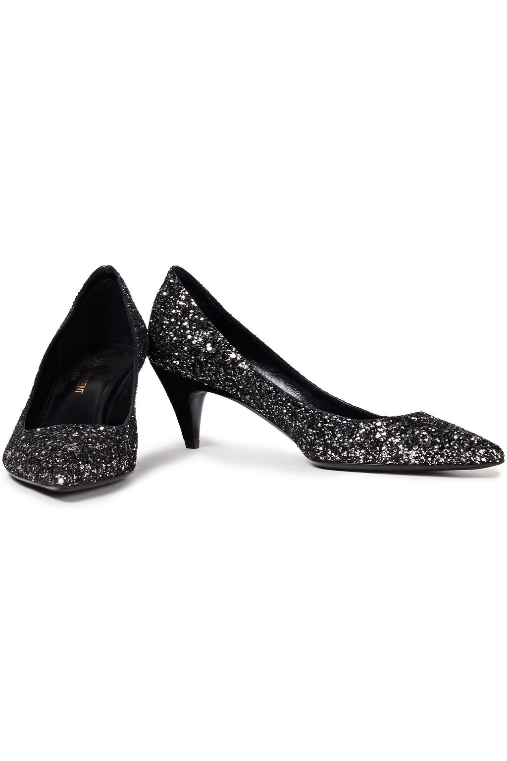 SAINT LAURENT Glittered leather pumps