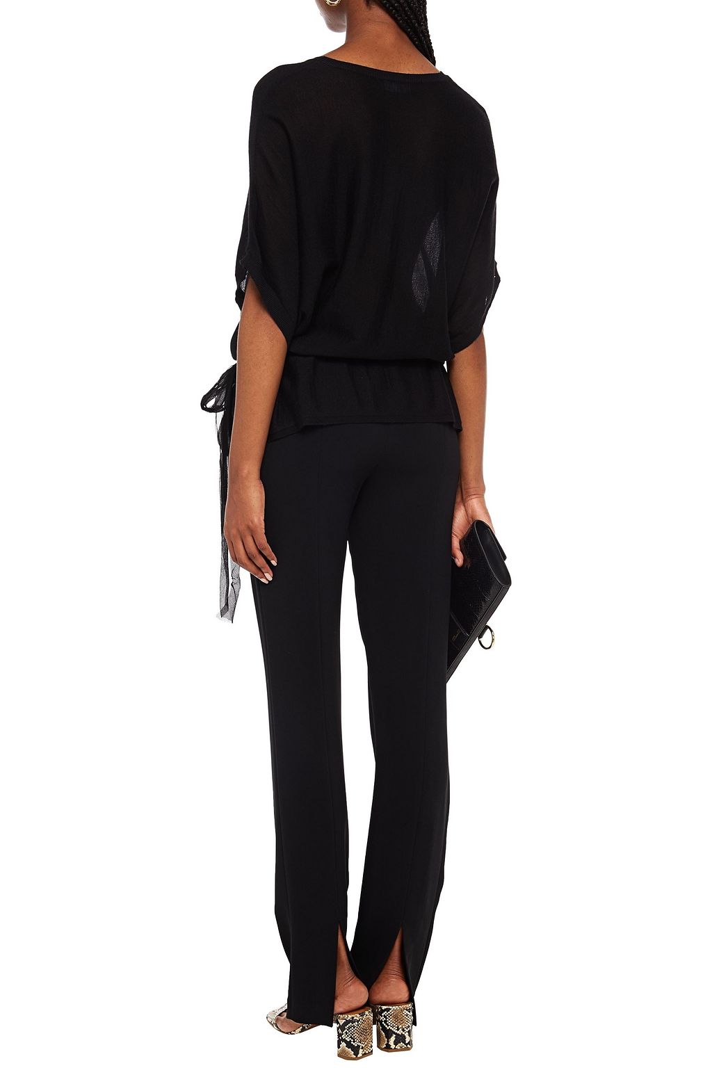 REDVALENTINO Bow-detailed wool, silk and cashmere-blend top