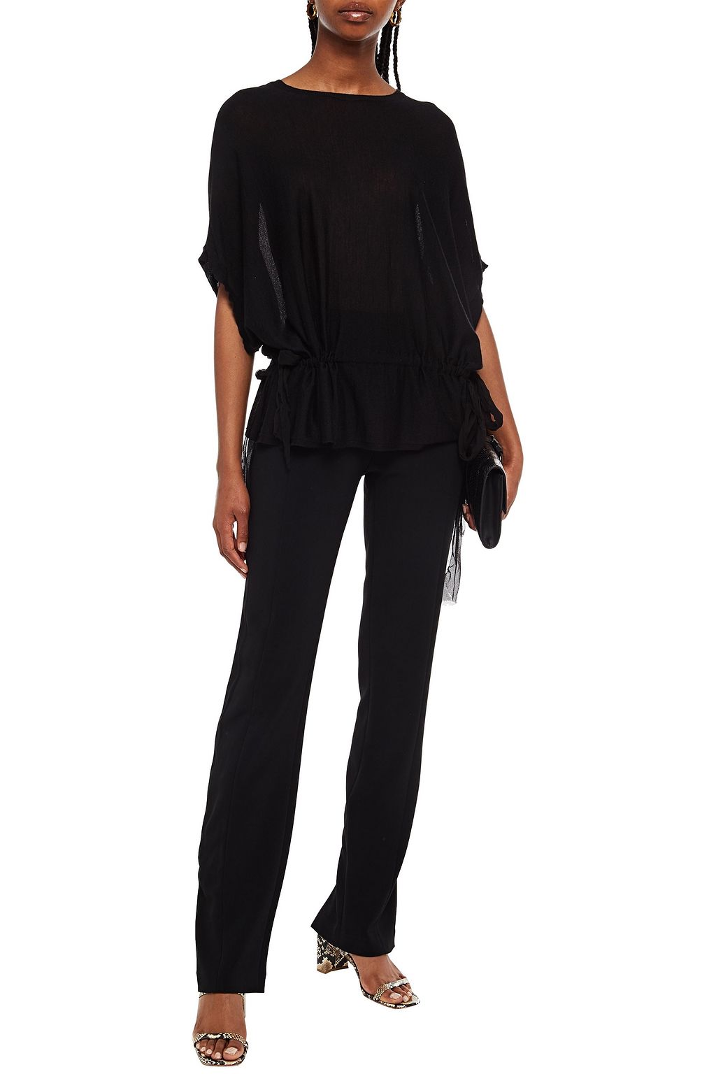REDVALENTINO Bow-detailed wool, silk and cashmere-blend top