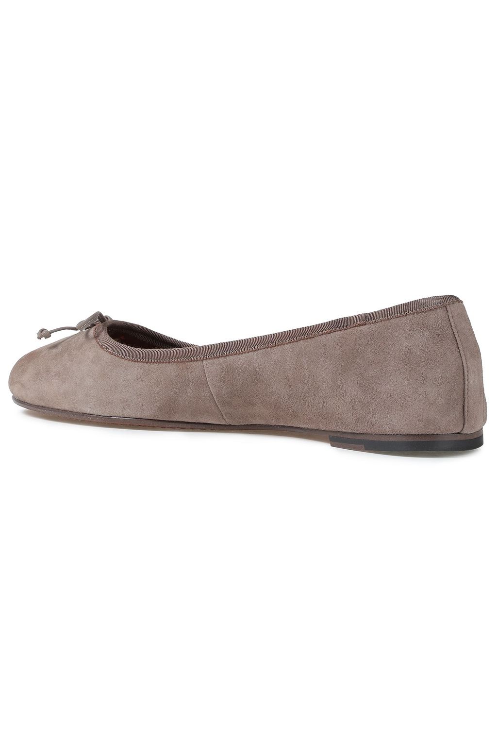 COACH Grosgrain-trimmed embellished suede ballet flats