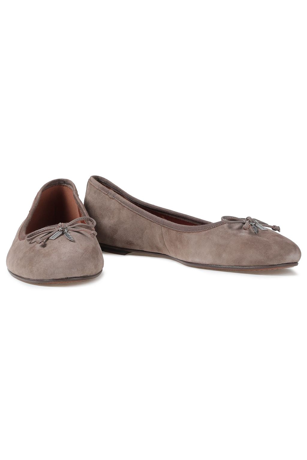 COACH Grosgrain-trimmed embellished suede ballet flats