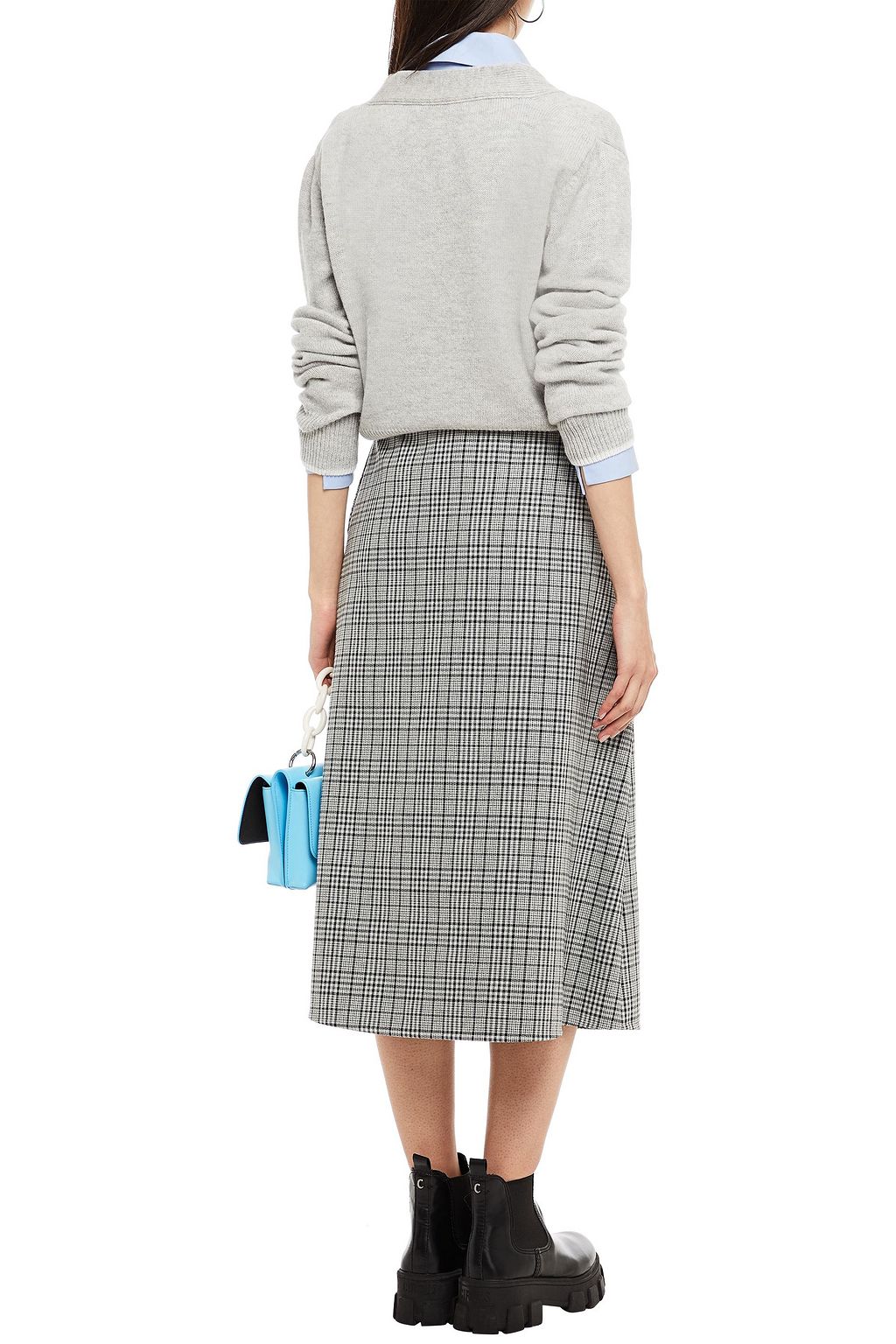 MSGM Prince of Wales checked woven midi skirt
