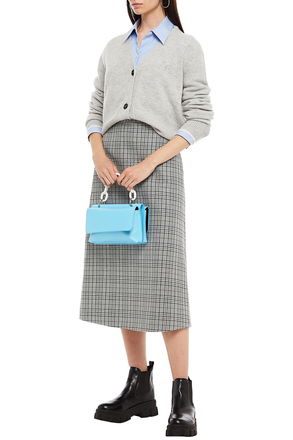 MSGM Prince of Wales checked woven midi skirt