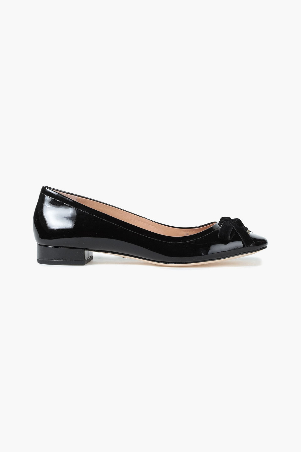 Coach Woman Bow-embellished Patent-leather Ballet Flats Black Size 8