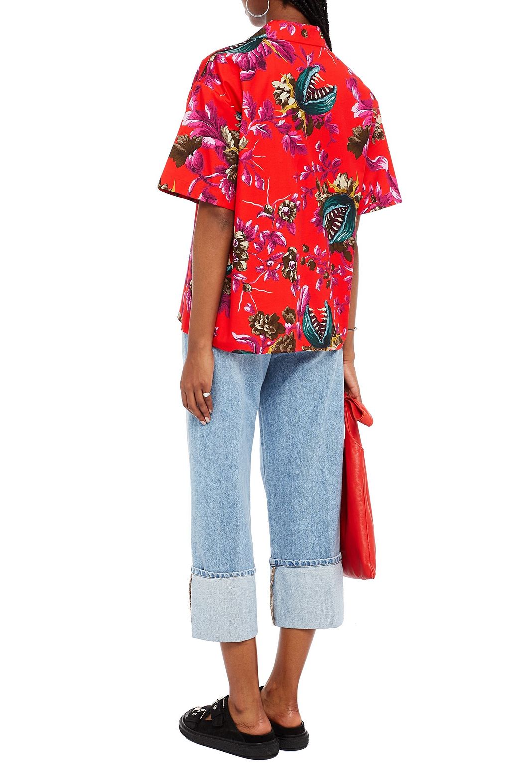 MSGM Printed cotton-poplin shirt